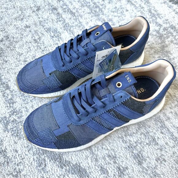 New adidas x END. x Bodega x Iniki Runner 2017 Blue Denim Patchwork Size 9 - Picture 2 of 13